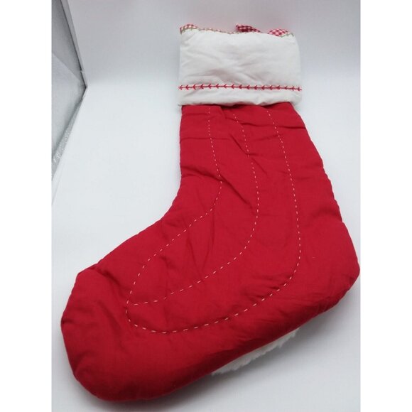 Pottery Barn Kids Coco Dog with Antlers Christmas Stocking Holiday Quilted Red - Picture 5 of 9